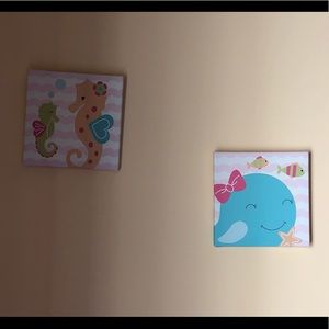 Sea Sweeties canvas wall art (2) 8x8 inches